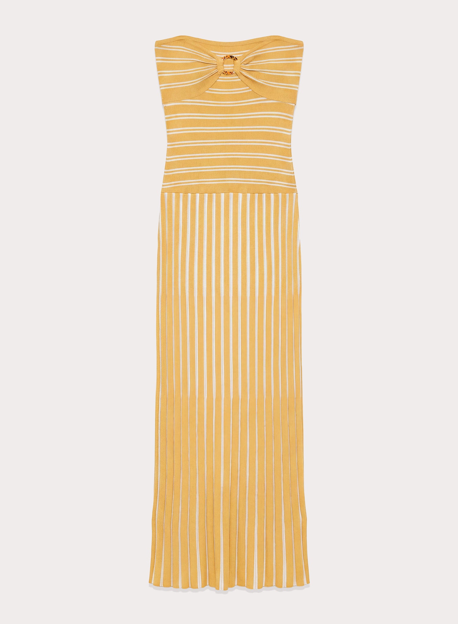 Yellow Stripe Knitted Bandeau Maxi Dress